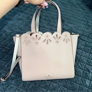 KATE SPADE Crossbody Purse Hand Bag MAGNOLIA STREET EYELET Leather Satchel Pink
